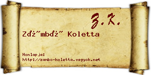 Zámbó Koletta névjegykártya
